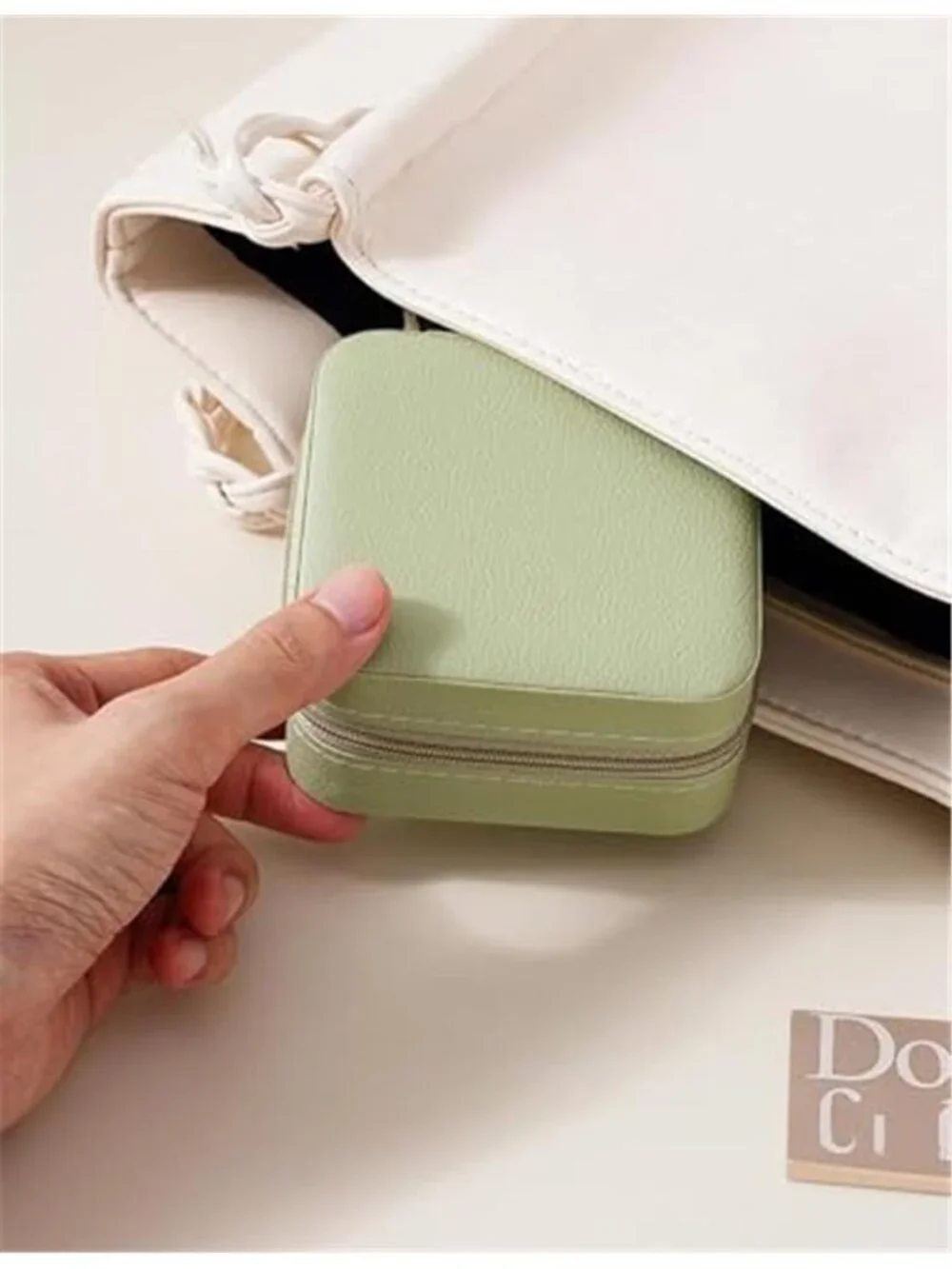 Green Leather Travel Jewelry Case Organizer Box Portable Waterproof Women Gift